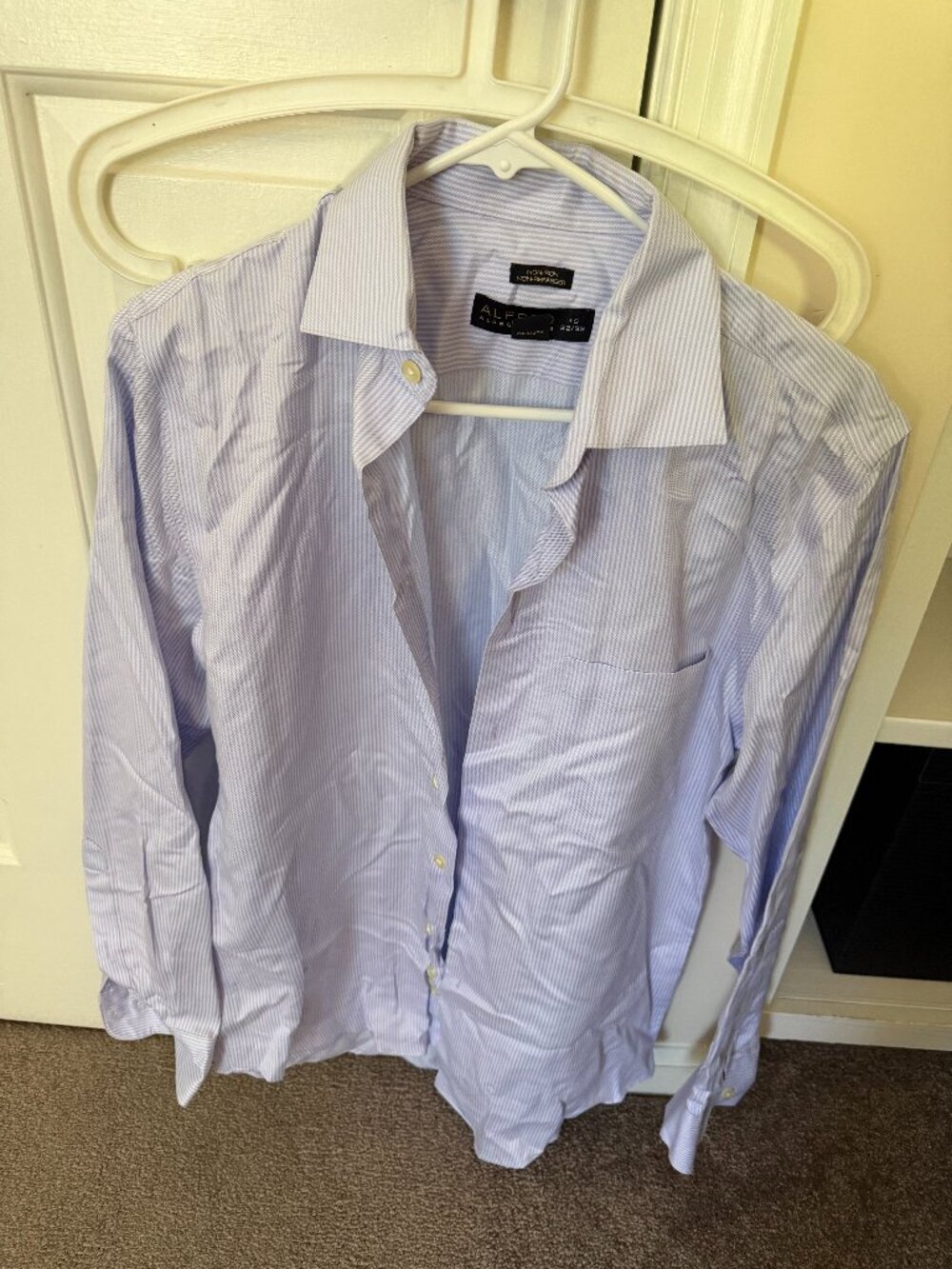 Alfred Sung Non-Iron Light Blue Striped Dress Shirt | 15 32/33